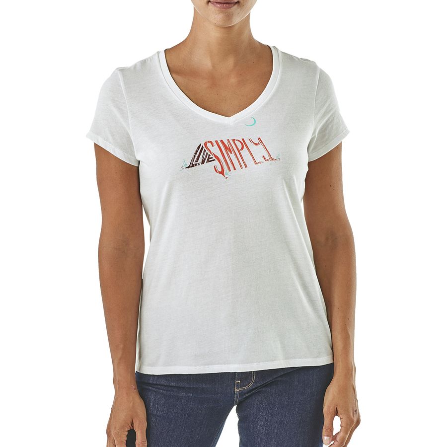 Patagonia Live Simply Sleeping Out Organic V-Neck T-Shirt 巴塔哥尼亞 女款短袖T恤